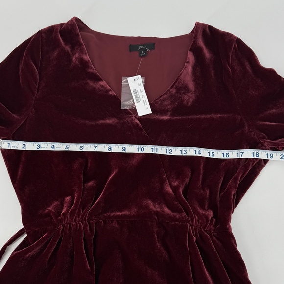 NWT J. Crew Burgundy Red Velvet Top Women's Size 8 Faux-Wrap Holiday Party - Picture 9 of 13